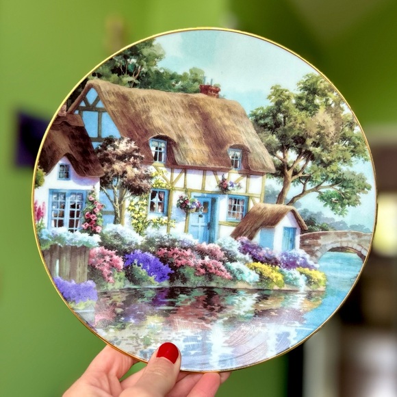 Vintage Cabin Cottagecore Farmstead Cottage Porcelain Plate Wall Hanging Decor - Picture 1 of 4